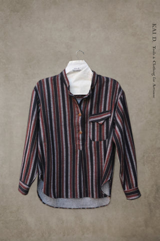 Uno Pull Over Shirt - Dark Blue Stripe - S