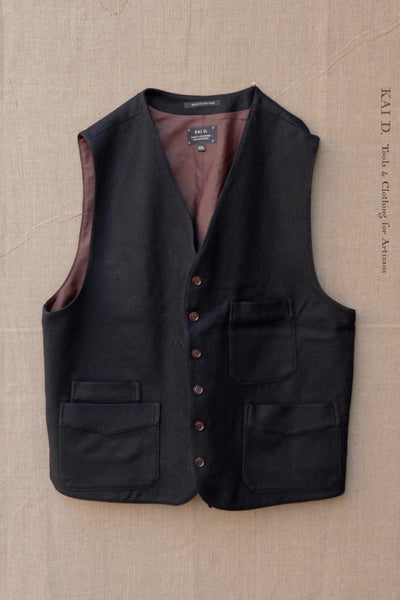 Shoemaker's Vest - Black Sueded Wool - XL