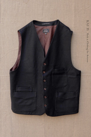 Shoemaker's Vest - Black Sueded Wool - XL