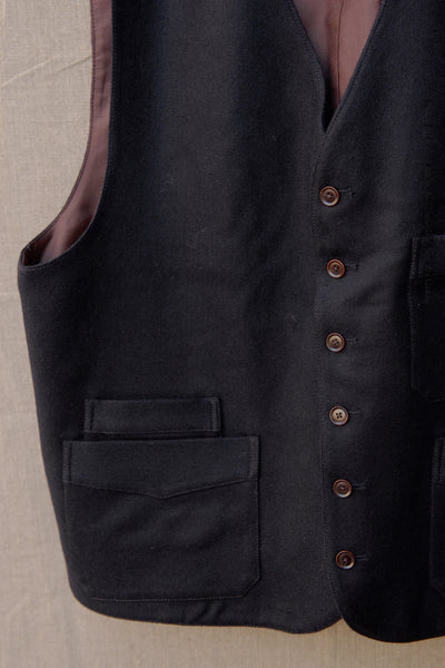 Shoemaker's Vest - Black Sueded Wool - XL