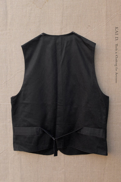 Shoemaker's Vest - Black Sueded Wool - XL