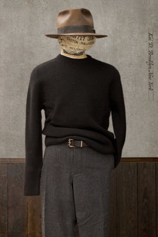 Waffle Stitch Raglan Sweater - Merino Cashmere - Black - M, L, XL