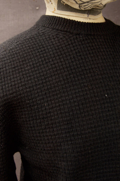 Waffle Stitch Raglan Sweater - Merino Cashmere - Black - M, L, XL