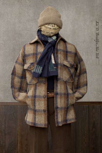 Blanket Wool Rugged Road Jacket - Brown Navy Plaid - M, L, XL, XXL