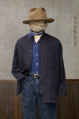O'Hara Shirt - Double Gauze in Blue/Brown Gauze - L
