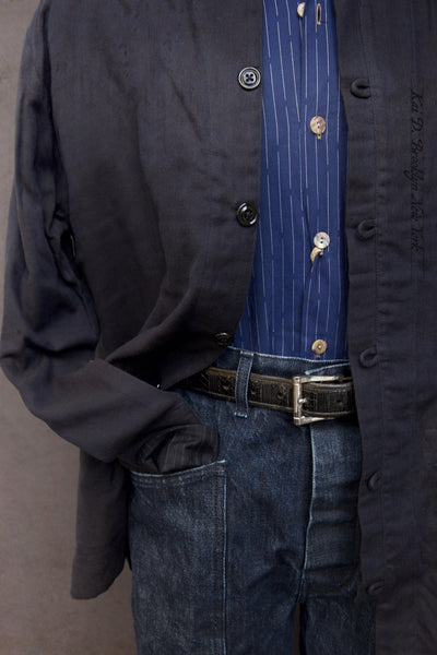 O'Hara Shirt - Double Gauze in Blue/Brown Gauze - L