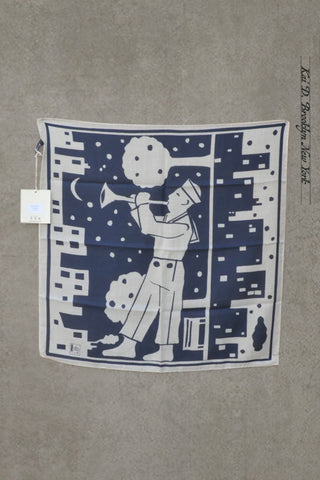 Wool Silk Bandana - Blue Foulard