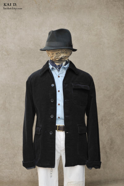 Lined Corduroy Work Jacket - Black - 42, 46, 48, 50