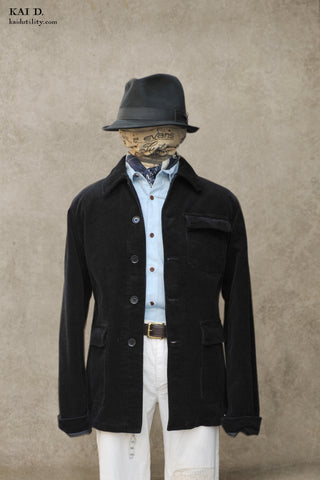 Lined Corduroy Work Jacket - Black - 42, 46, 48, 50