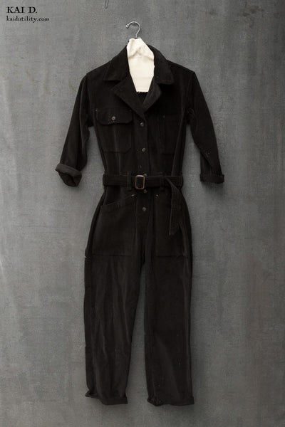 Corduroy Earhart Jumpsuit - Black - S