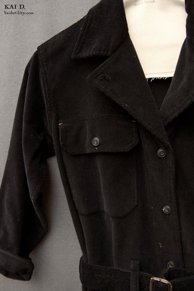 Corduroy Earhart Jumpsuit - Black - S