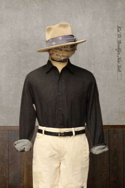 Delancey Shirt - Double Gauze Cotton - Black - M, L, XL