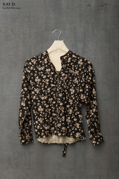 Edith Belted Shirt - Black Floral - S