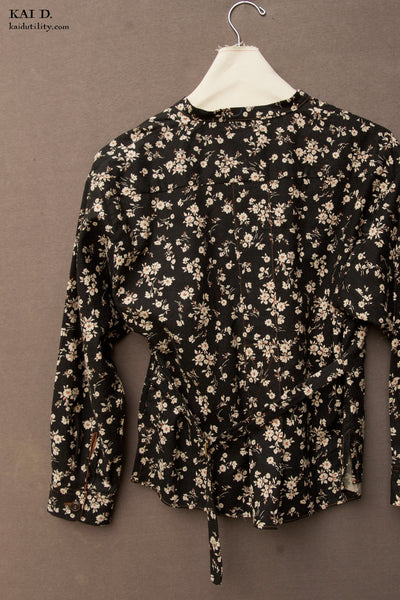 Edith Belted Shirt - Black Floral - S