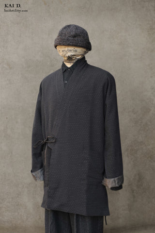 Double Layer Japanese Farmer Coat - Novel sashiko cotton III - S, M