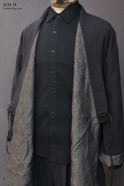 Double Layer Japanese Farmer Coat - Novel sashiko cotton III - S, M