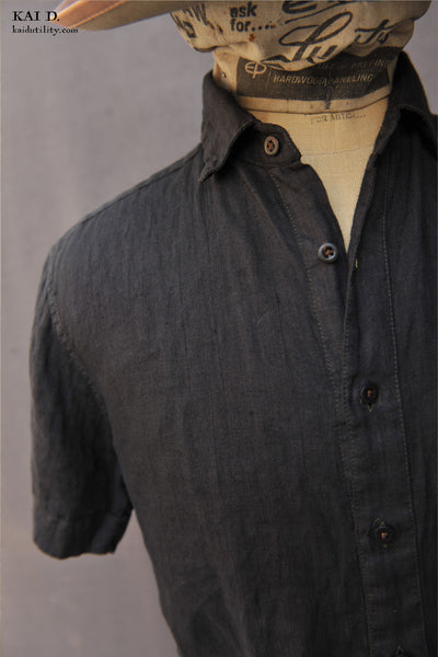 Garment Dyed Linen Cassady shirt - Industrial Grey - L, XXL