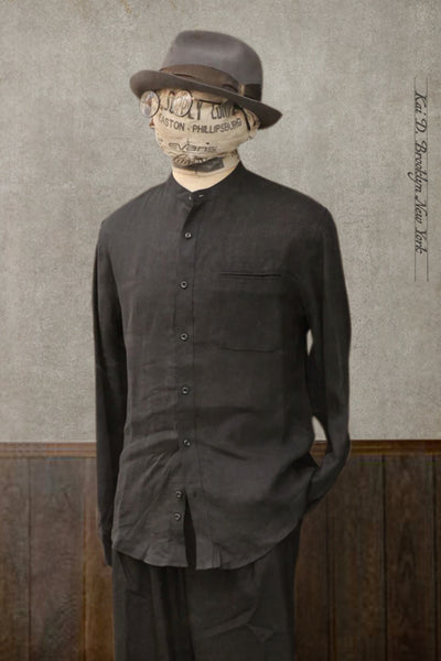 Tanner Shirt - Black Belgian Linen - S, M, L,  XL