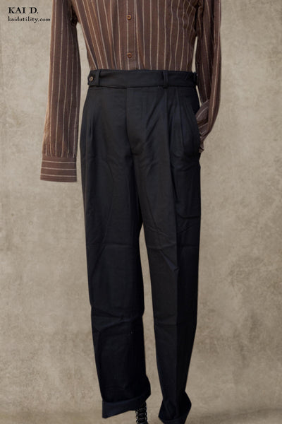 Wide Leg Matisse Pants - Black Soft Wool - 32
