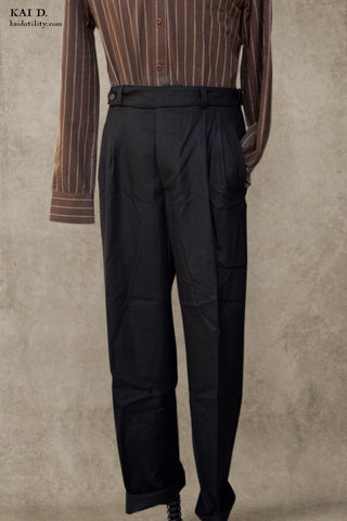 Wide Leg Matisse Pants - Black Soft Wool - 30, 32