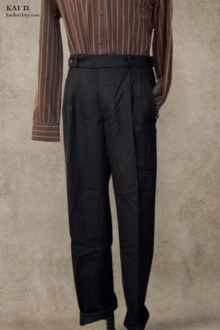 Wide Leg Matisse Pants - Black Soft Wool - 30, 32