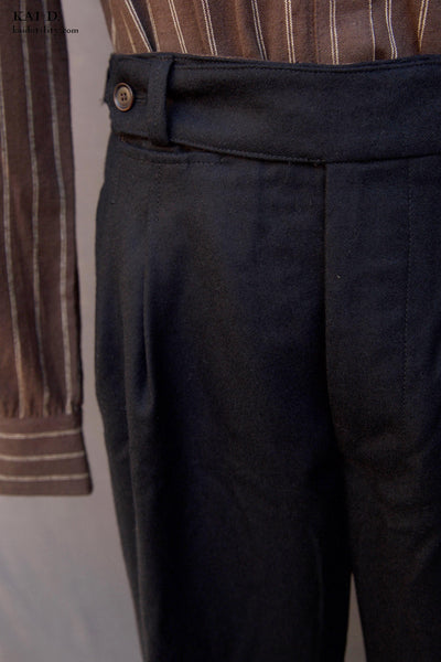 Wide Leg Matisse Pants - Black Soft Wool - 32