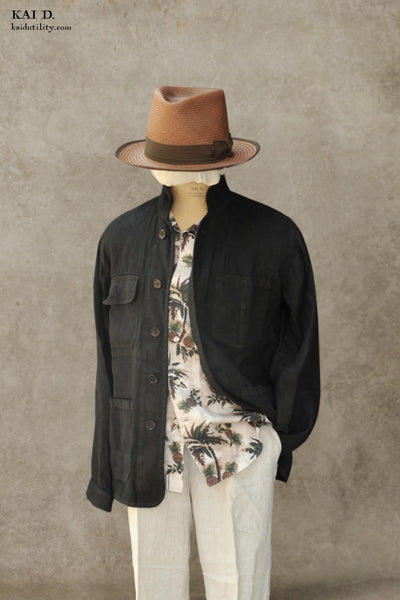 Mondrian Shirt Jacket - Garment Dyed Linen -  L