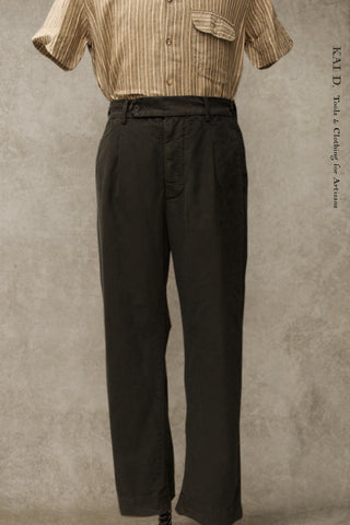 Novelist Trousers - Garment Dyed Black Moleskin - 32, 34