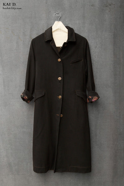 Wool Cashmere Sontag Coat - Black - S
