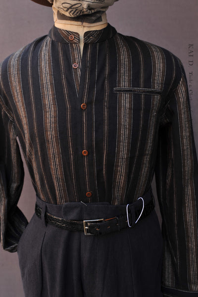 Tanner Shirt -  Black/Brown Stripe  - M, L, XL, XXL