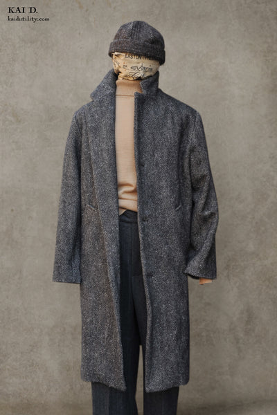 Chunky Wool Linen Tweed Coat - S, M