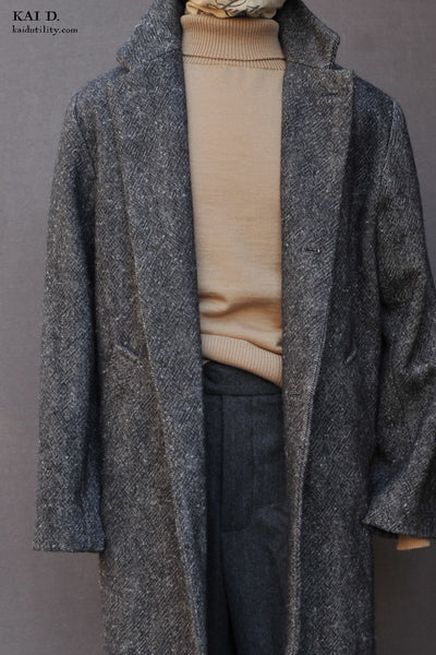 Chunky Wool Linen Tweed Coat - S, M