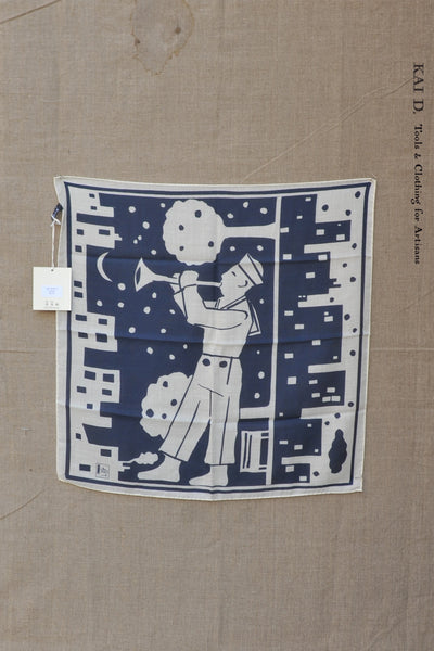 Wool Silk Bandana - Blue Foulard