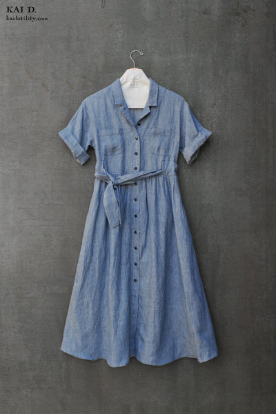 O'Keeffe Dress - Texture Linen Stripe - XS