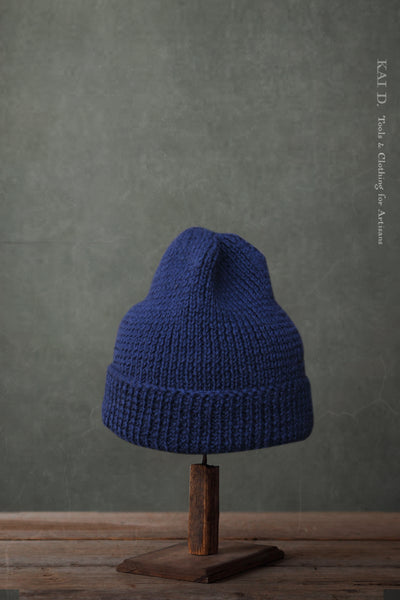 Hand Knit Beanie - Cobalt Blue