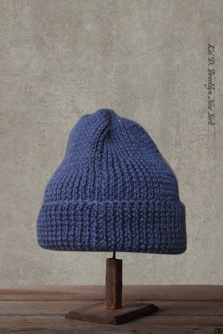 Hand Knit Beanie - Cobalt Blue
