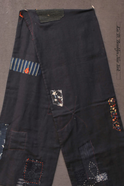 Boro Cotton Scarf - Dark Blue Double Gauze A
