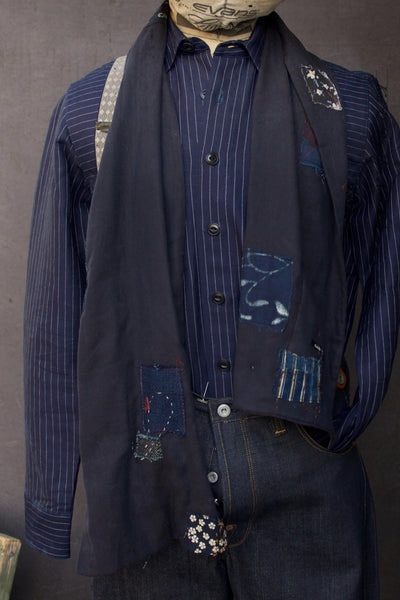Boro Cotton Scarf - Dark Blue Double Gauze A