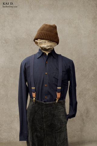 Long Sleeve Cassady Shirt - Blue Japanse Flannel - S, M, L, XL, XXL