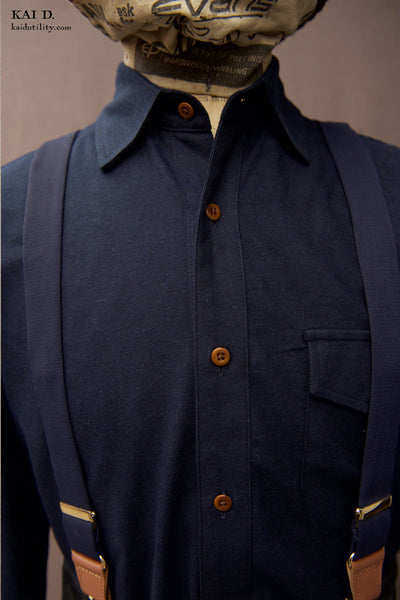 Long Sleeve Cassady Shirt (relaxed cut)- Blue Japanse Flannel - S, M, XL, XXL