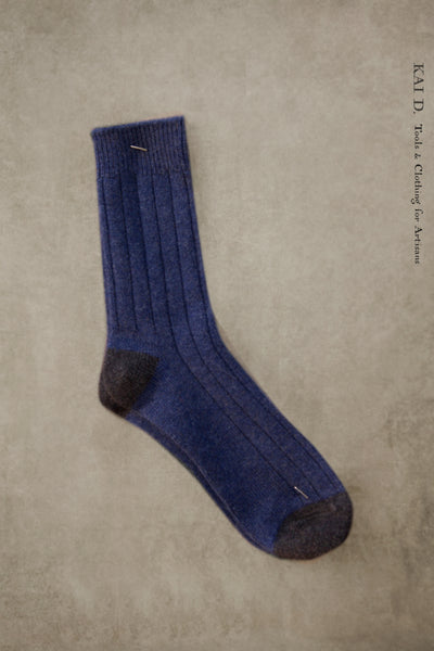 Cashmere Socks - Mens - Cobalt/Charcoal