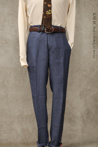 Light Belgian Linen Borough Pants - Denim Blue - 30, 32, 34, 36
