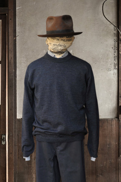 Eske Crew Neck Sweater - Blue Melange - M, L
