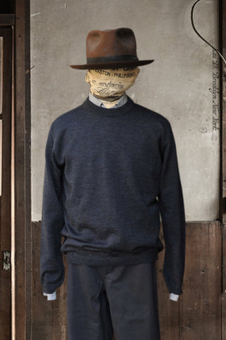 Eske Crew Neck Sweater - Blue Melange - M, L