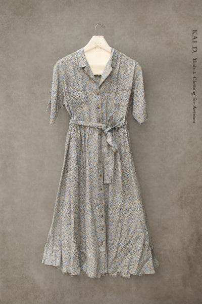 O'Keeffe Dress -Japanese Mini Floral Linen - XS, S, M,L