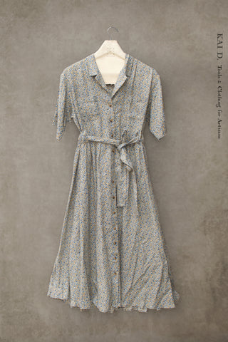 O'Keeffe Dress -Japanese Mini Floral Linen - XS, S, M,L