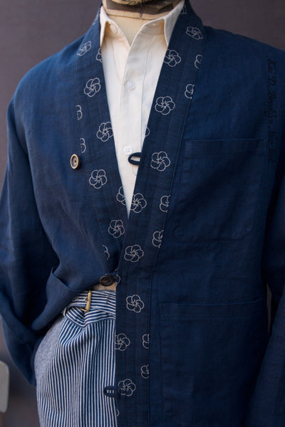 Retreat Linen Komono Jacket - Blue - M, L (NO RETURN)