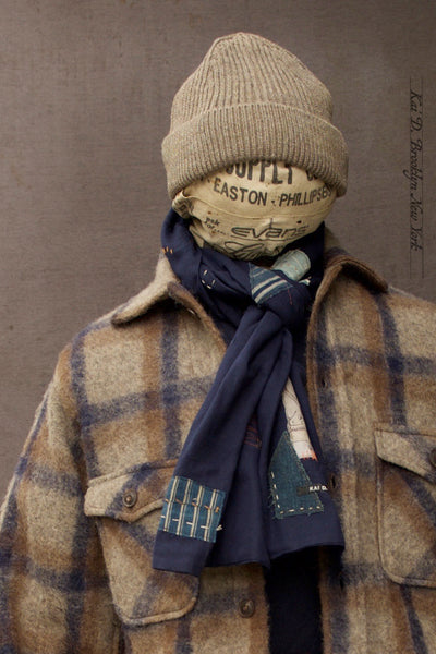 Boro Cotton Scarf - Organic Blue Double Gauze A