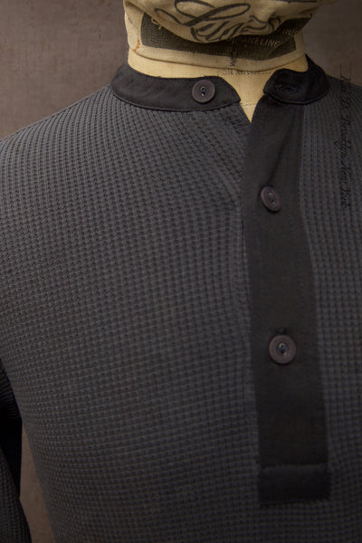 Hermann Long Sleeve Henley - Blue Grey - M, L, XL