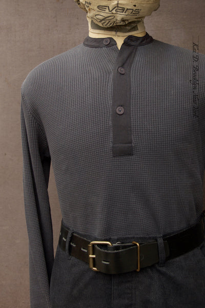Hermann Long Sleeve Henley - Blue Grey - M, L, XL